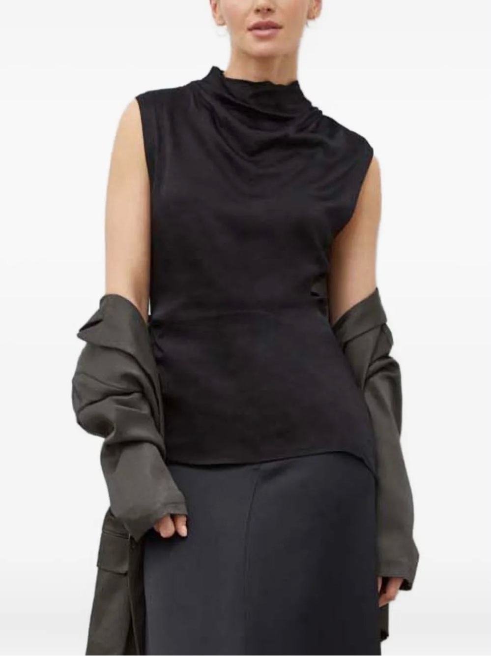 DAY Birger, 2nd Day Think Twice Sleeveless Black Cowl Neck Sleeveless Blouse